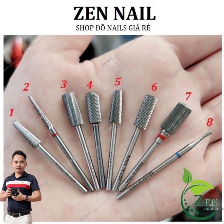 Đầu mài móng Mỹ, Đầu mài Phá, mịn, khóe tròn Cuticle,Trọn bộ đầy đủ