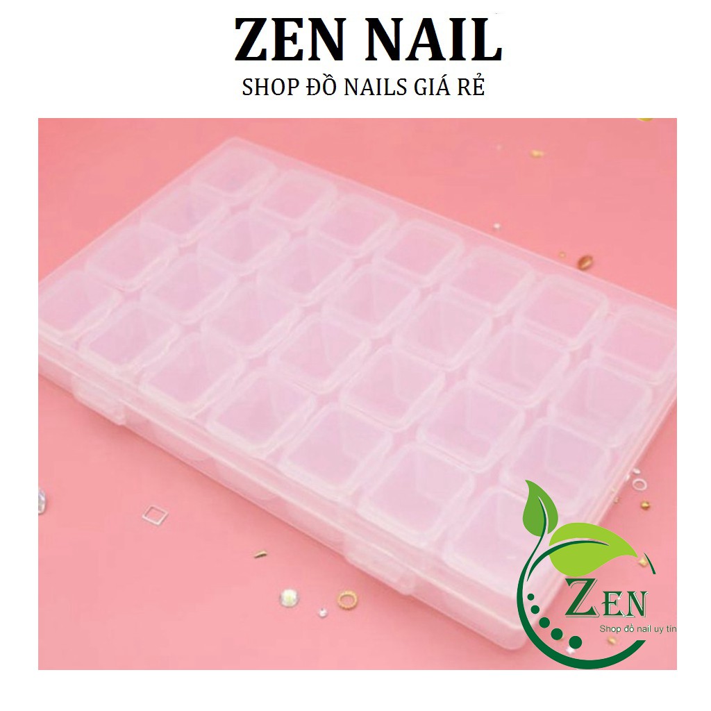 Hộp nhựa đựng đá charm phụ kiện nail 28 ô