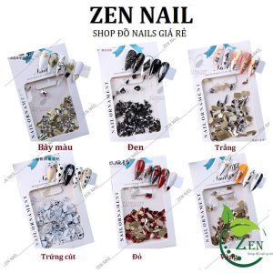 Đá khối chân bằng mix size 100 viên, Trắng, AB, Vàng