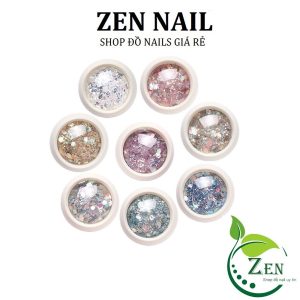 Nhũ vảy cá kim tuyến nail 8 màu siêu sáng 8 hũ
